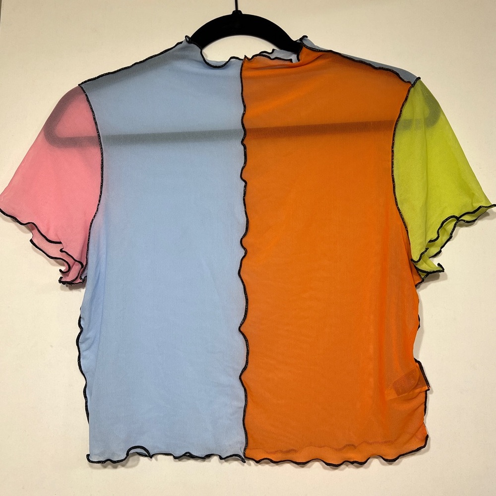 NWOT Mesh Colorblocked Crop Top